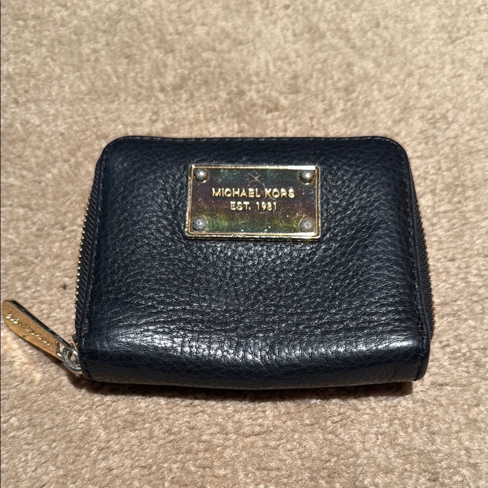 Michael Kors Black Leather Wallet 3.5” x 4.5”
